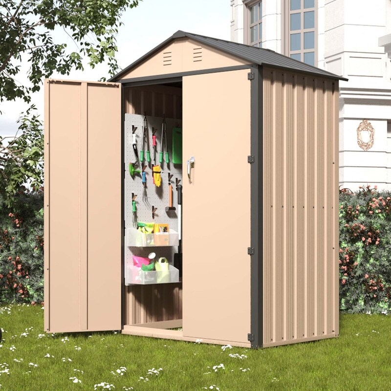 6x4FT Outdoor Metal Lockable Storage Shed with Door for Bike,Tools